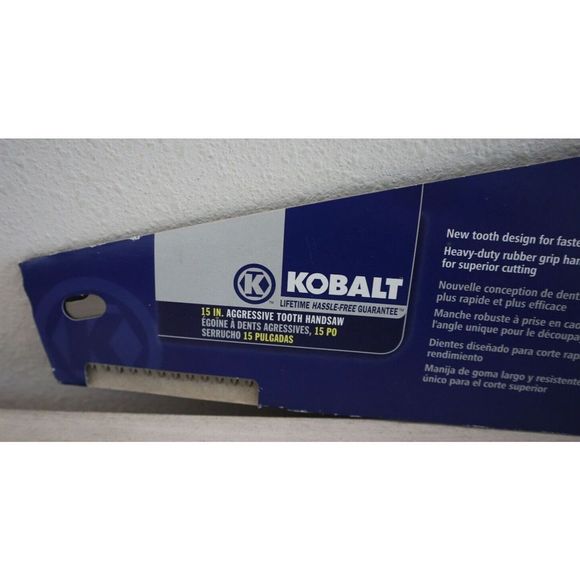 KOBALT 324SS18R Blue Rubber Grip/Wood Handled 15" Aggressive Tooth Handsaw - Picture 5 of 5